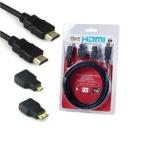 Cabo Hdmi 1.5m (3 Em 1) C/ Adapt. P/ Micro E Mini Hdmi - Cd-01