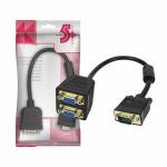Adaptador Vga C/ Filtro Macho P/ 2 Vga Fêmea