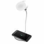 Luminaria De Mesa Led Lumi Com Caixa De Som E Carregador Por Indução Play Branca