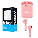 Fone Sem Fio Box Rosa Estereo Earbuds Case Carregador Bluetooth Letron