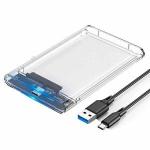 Case 2.5" Transparente Type-c 3.0 C/ Adaptador P/ Uso De Usb 3.0 Transparente Ref.fy-854