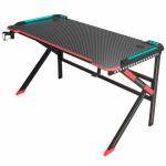 Mesa Gamer C/ Led Rgb E Suporte Para Copo E Headset Com Passa Fios Estrutura Metalica C/ Tampo De Madeira Ref. Delta-m1202k