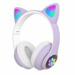 Fone C/ Mic. Bluetooth 5.0 Cat Gamer Rgb Ref. Stn-28 Roxo