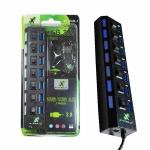 Hub Usb 3.0 - 7 Portas Chaveado C/ Led Indicador Ref. Xc-hub-7
