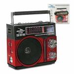 Caixa De Som Bluetooth D-1602 Retro, Vintage Radio Am/fm Vermelha