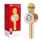 Microfone Tomate Mt-1035 Karaoke Bluetooth Cor Preto/prateado Com Alto-farlantes Dourado
