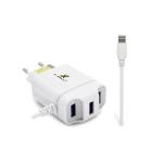 Carreg. Tomada 3 Usb 3.0 4.1a C/ Cabo Iphone (blister) Mod.xc-ur24