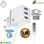 En. Carreg. 3 Usb 3.0 5.1a C/ Cabo V8 Ur12