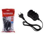 Extensao 3 Tomadas Slim Tripolar  Preto 1,0m
