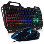 Kit Teclado E Mouse Gamer Semi-mecânico Rgb Kp-2054 Preto