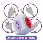 Adaptador Tomada Bipolar Macho P/ 4 Saidas Femeas Tripolar Cubo Colorido Gm-02